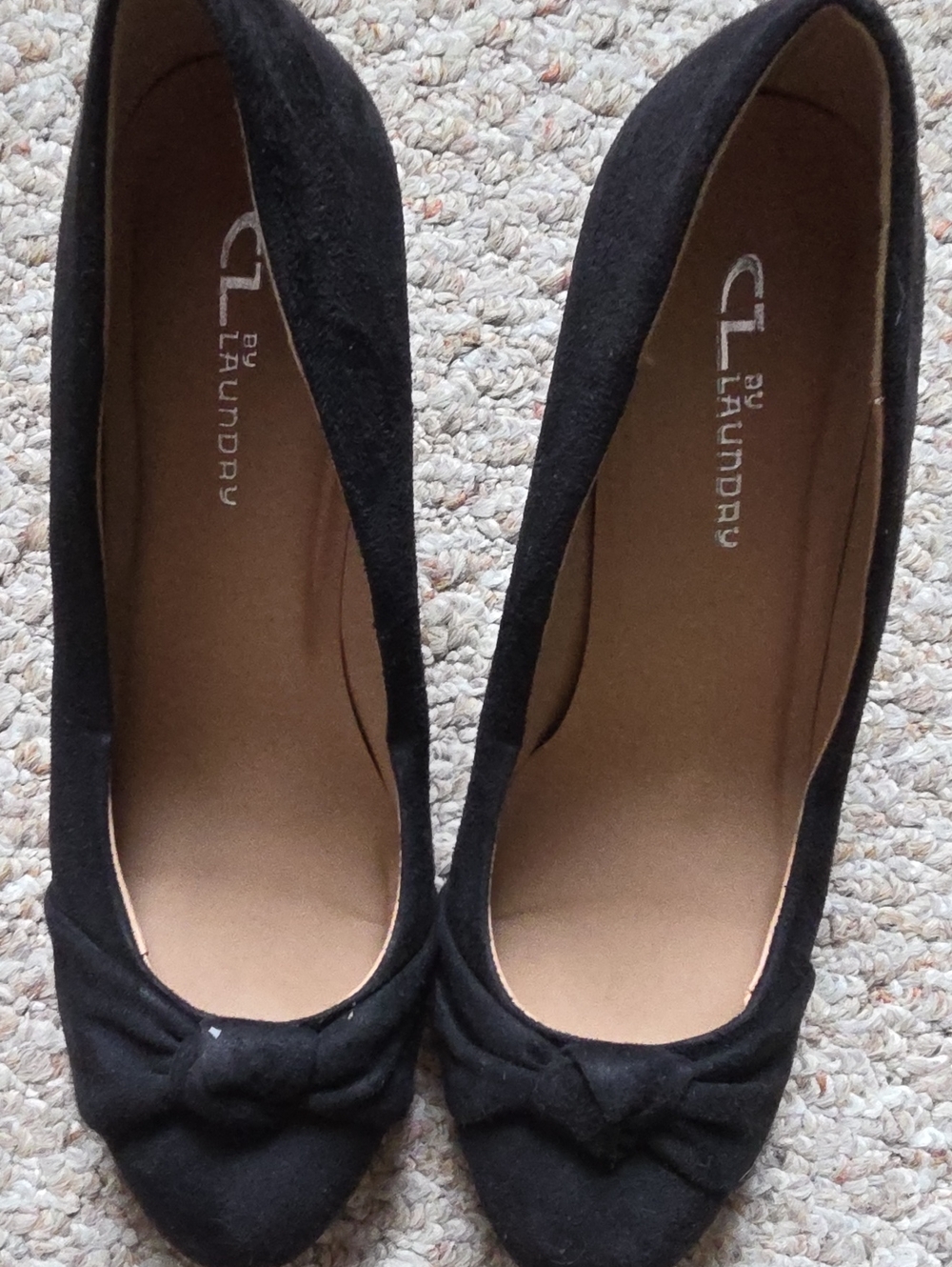 CL by Laundry Black Suede Bow Pumps